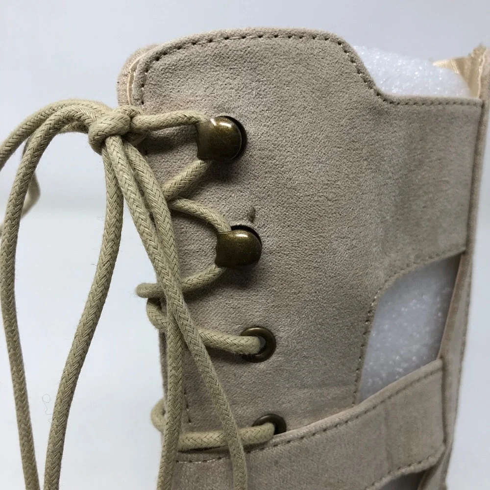 Joy Folie Kiki Gladiator Boot Toddler 13 Taupe Lace Up Mid Calf Zipper Flats